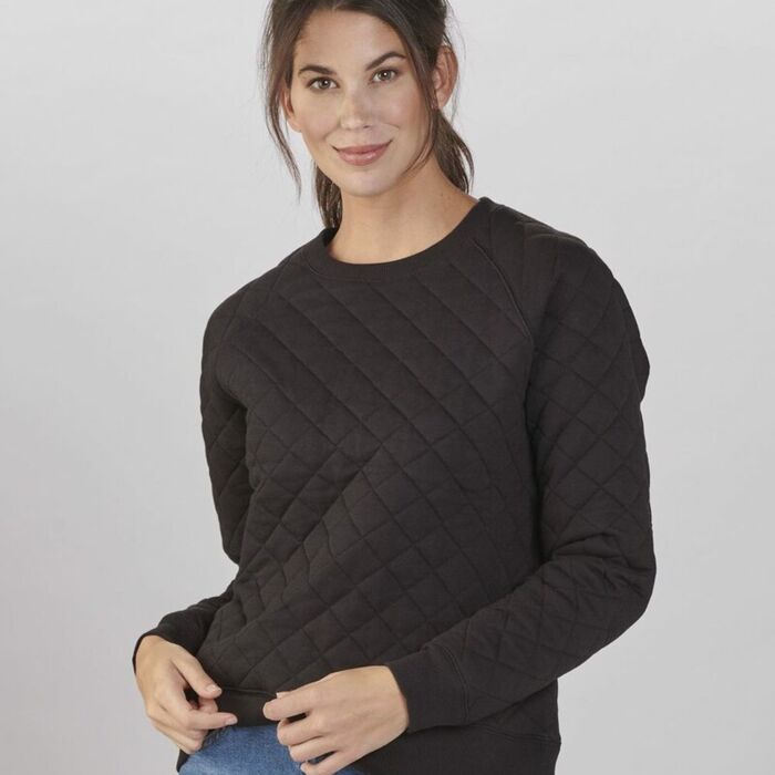 Women's Quilted Crewneck Pullover Thumbnail