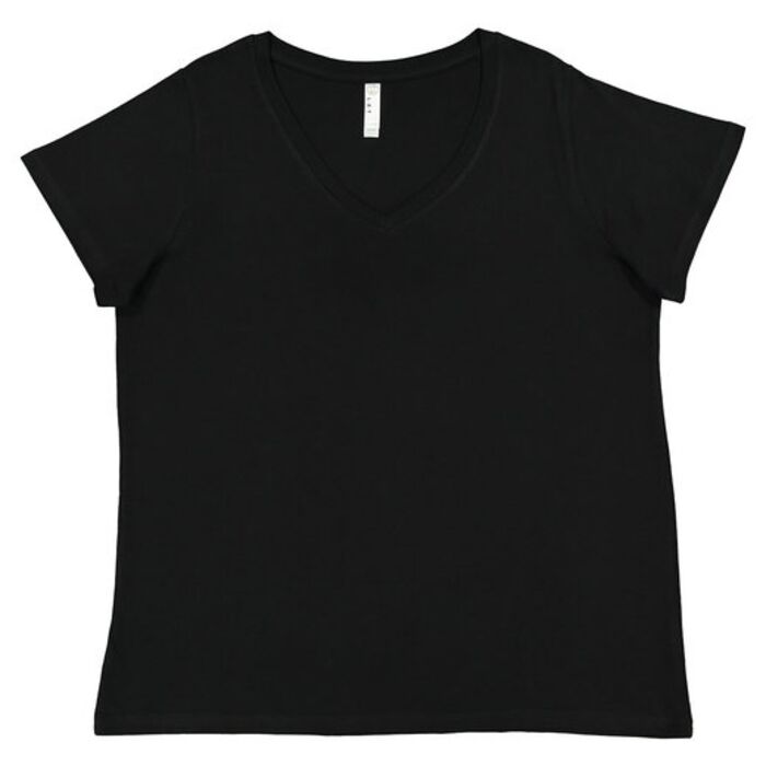 Ladies' Curvy V-Neck Fine Jersey T-Shirt Thumbnail