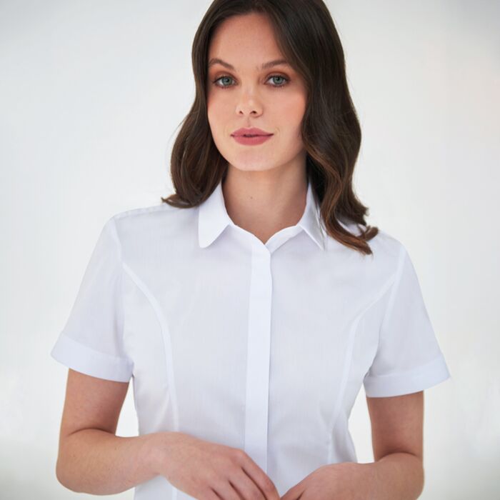 Brook Taverner Ladies Soave Short Sleeve Poplin Shirt Thumbnail