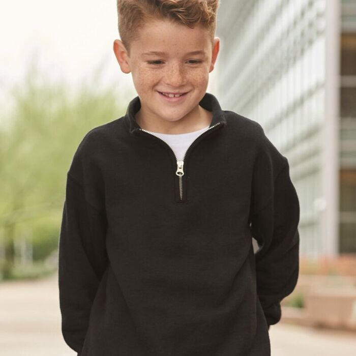 Nublend® Youth Quarter-Zip Cadet Collar Sweatshirt Thumbnail