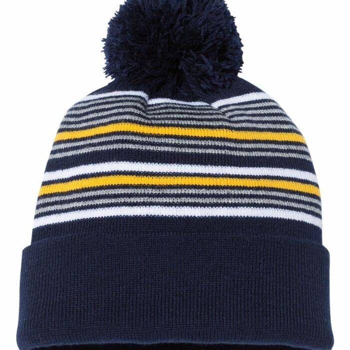 12" Striped Pom-Pom Cuffed Beanie Thumbnail