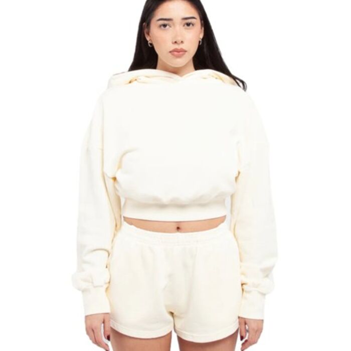 Ladies' Garment Dye Crop Hooded Sweatshirt Thumbnail