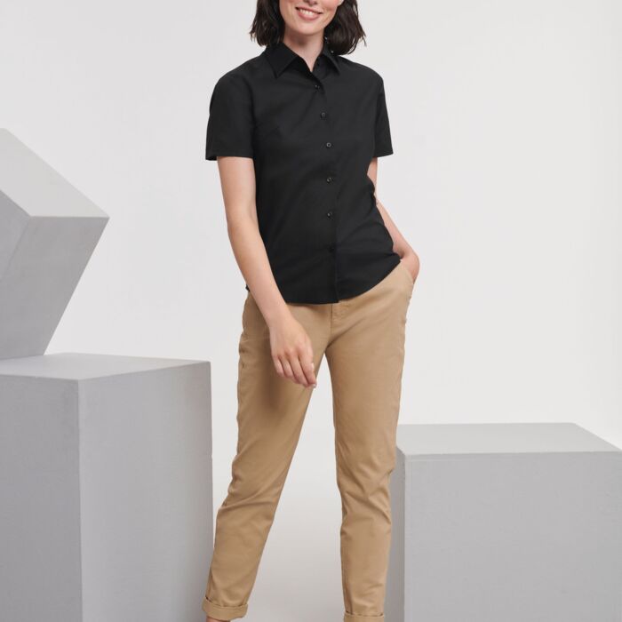 Ladies' Short Sleeve Tailored Oxford Shirt Thumbnail