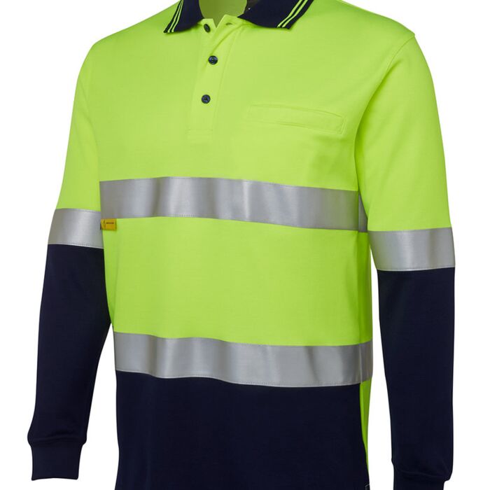 JB's HV L/S (D+N) COTTON BACK POLO LIME/NVY - XS Thumbnail