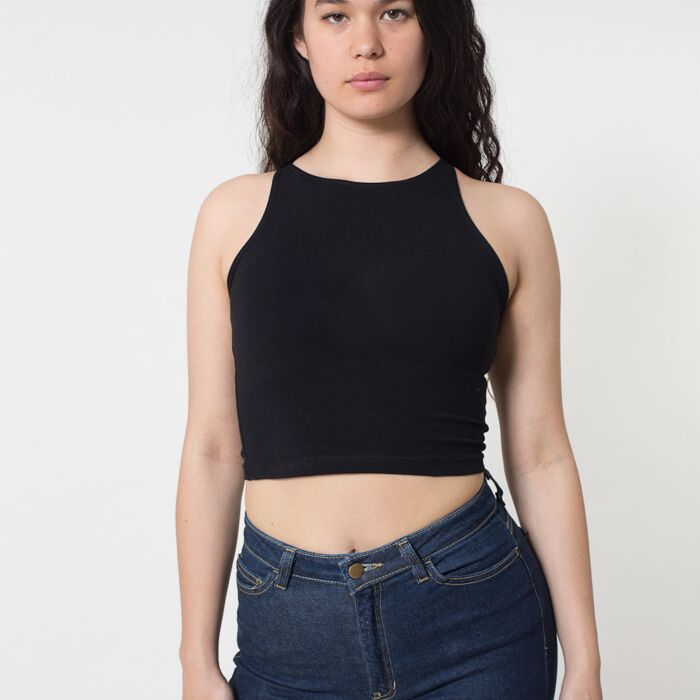 8369 Cotton Spandex Jersey Sleeveless Crop Top Thumbnail