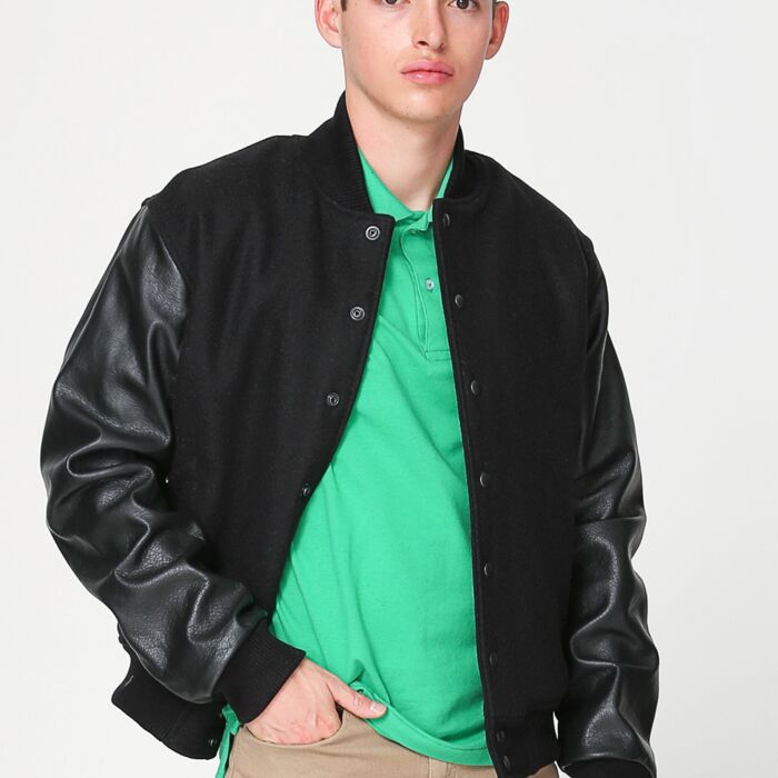RSAWN402 Wool Club Jacket w/Leather Sleeves Thumbnail