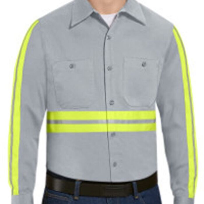 Men's Tall Enhanced Visibility Long Sleeve Cotton Work Shirt Thumbnail