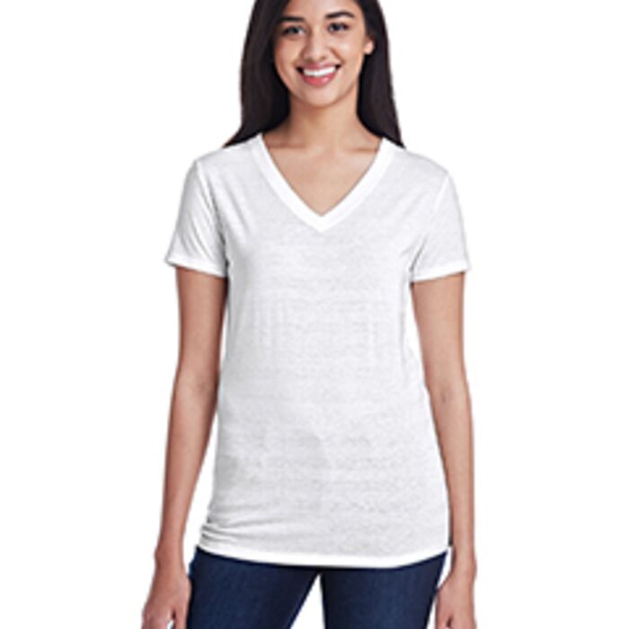 Ladies' Invisible Stripe V-Neck T-Shirt Thumbnail