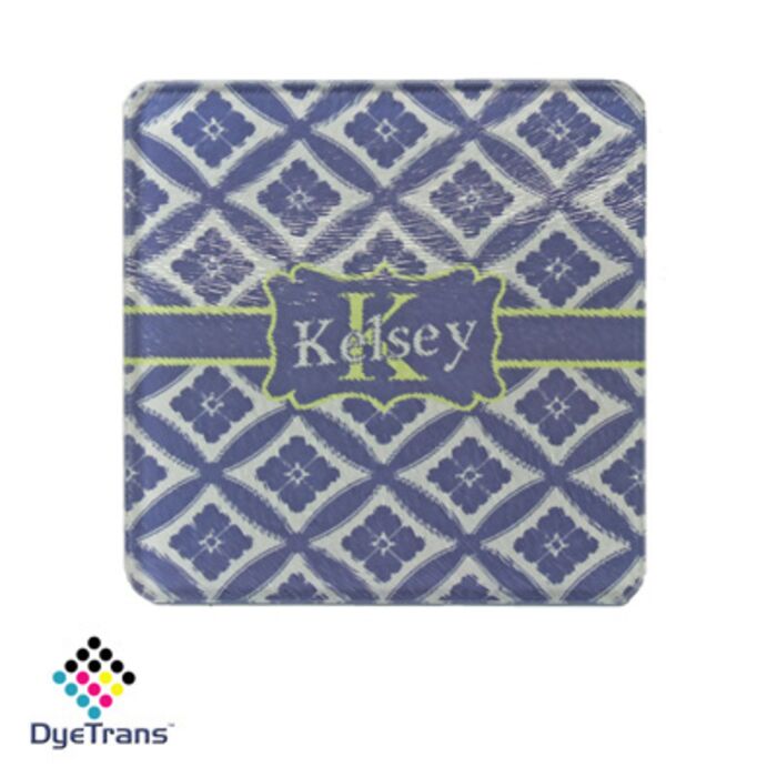 Square DyeTrans Glass Coaster, with White Sublimation Backing, 3.93" x 3.93" x .16". Tempered Textu Thumbnail