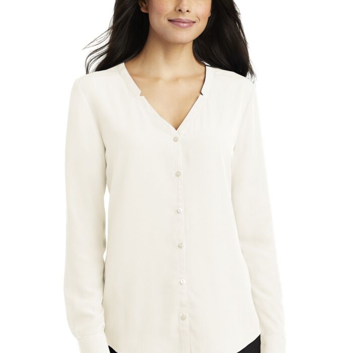 Women's Long Sleeve Button Front Blouse Thumbnail