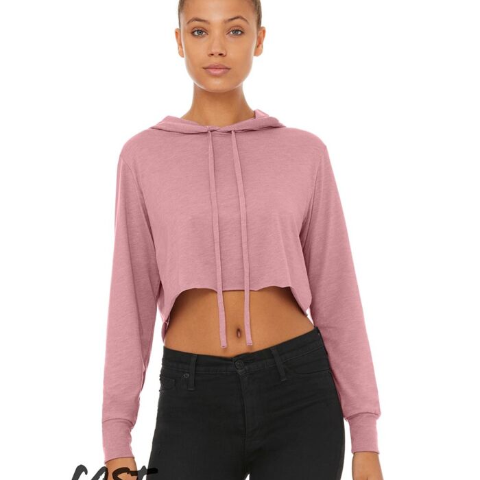 Women’s Triblend Crop Long Sleeve Hoodie Tee Thumbnail