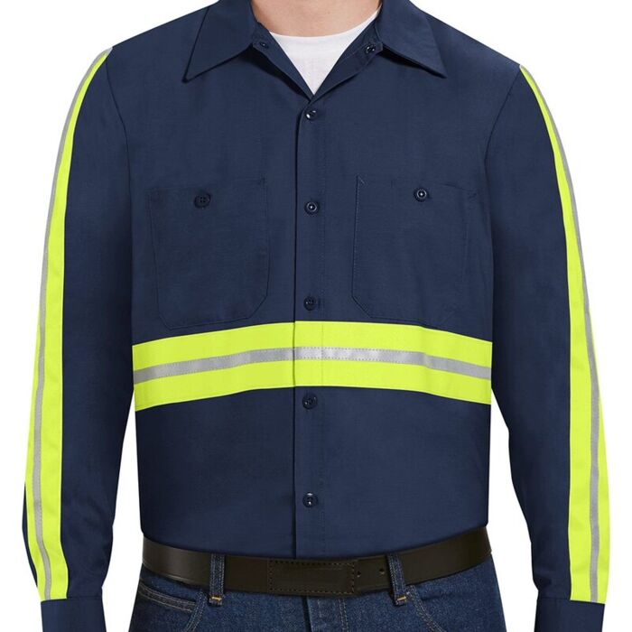 Men's Tall Industrial Enhanced-Visibility Long Sleeve Work Shirt Thumbnail