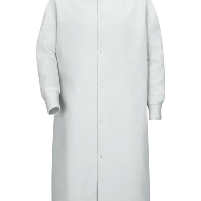 Unisex Gripper-Front Pocketless Butcher Coat With Knit Cuffs Thumbnail