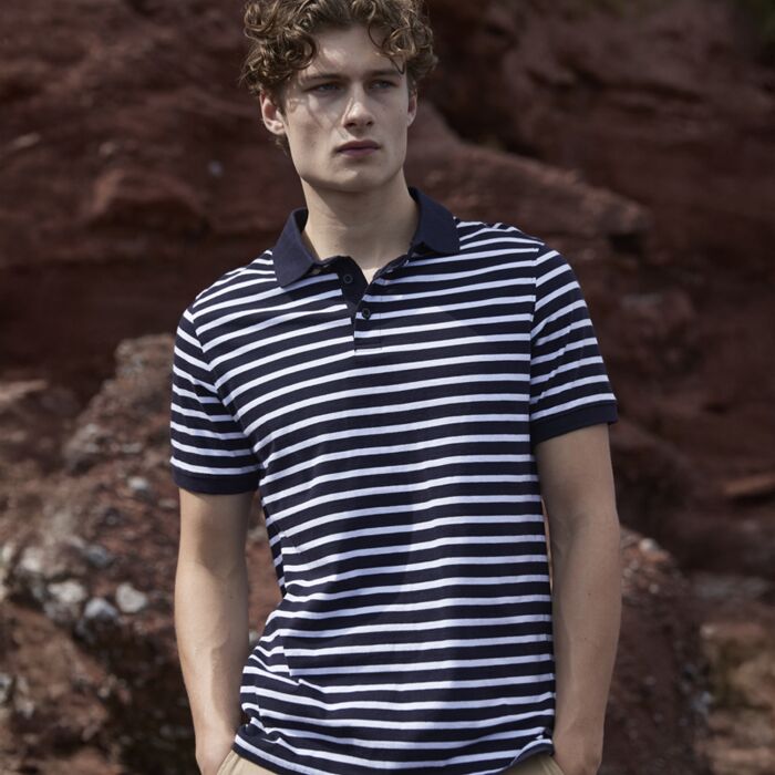 Front Row Striped Jersey Polo Shirt Thumbnail